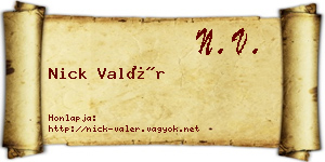 Nick Valér névjegykártya